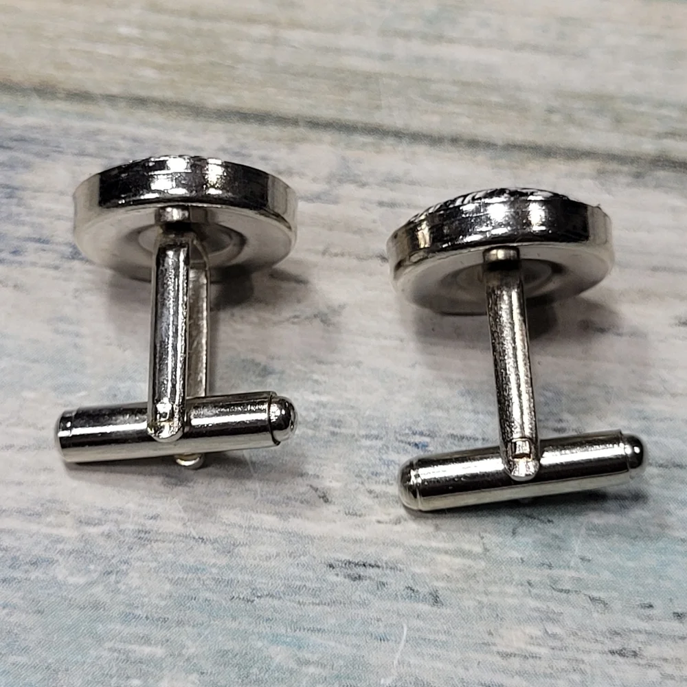 Fabric Black and white Cufflinks